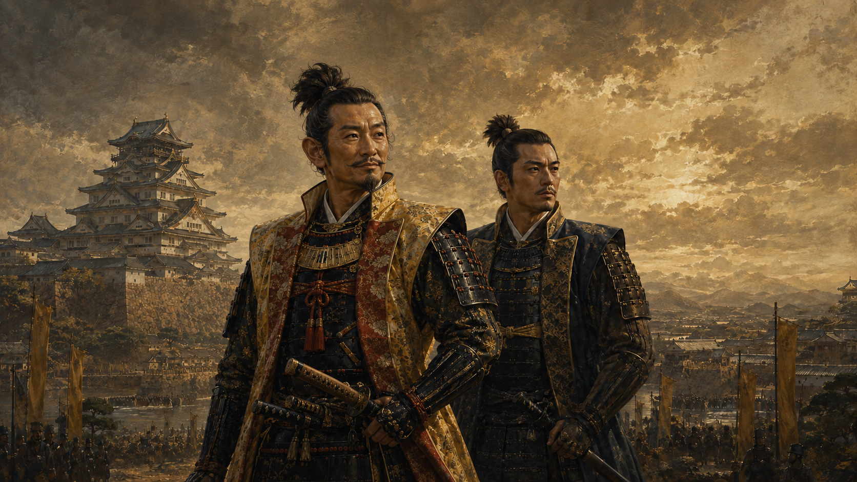 豊臣秀吉と弟・豊臣秀長の兄弟イラスト