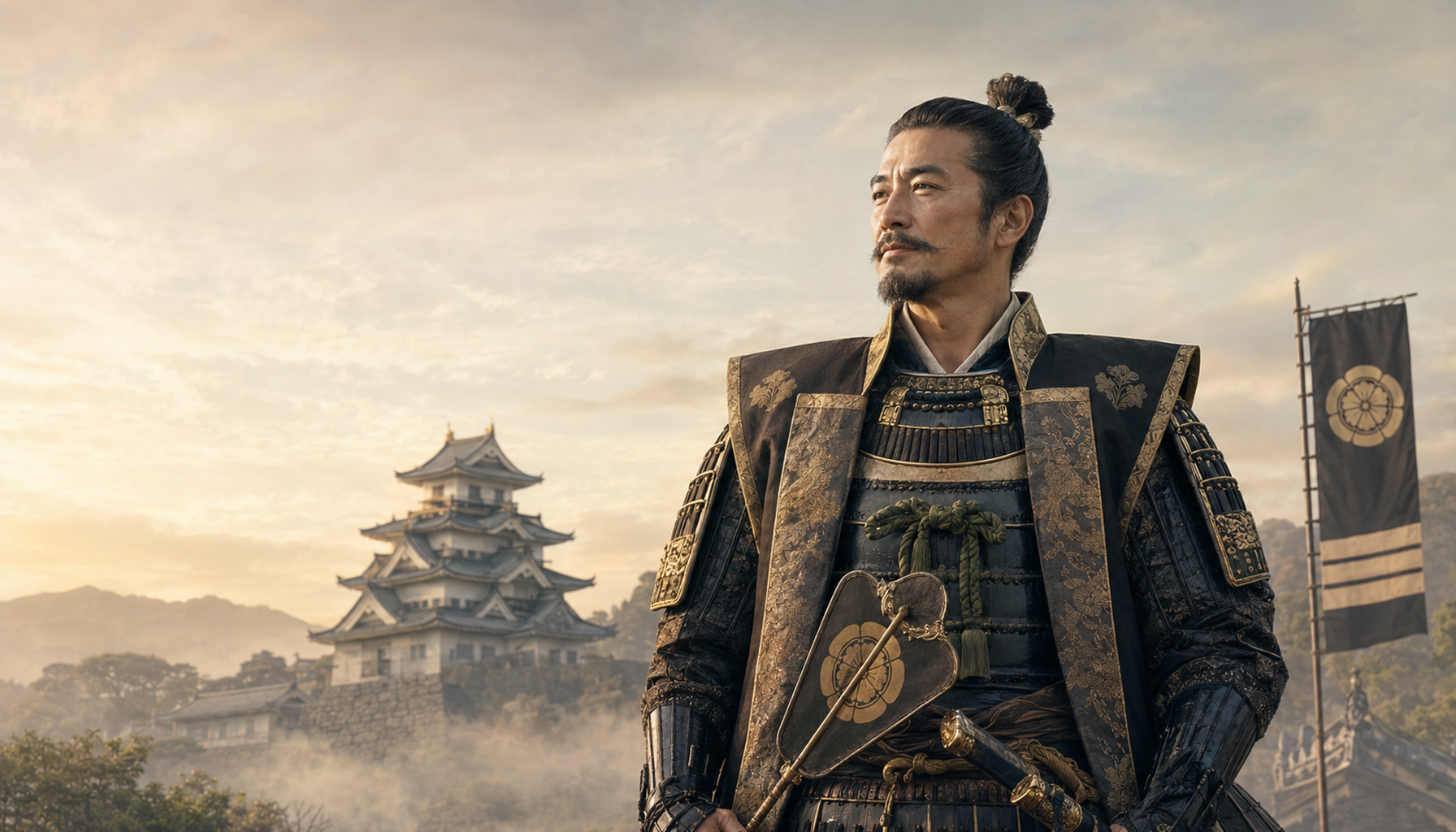 豊臣秀長をイメージした戦国武将の肖像イラスト