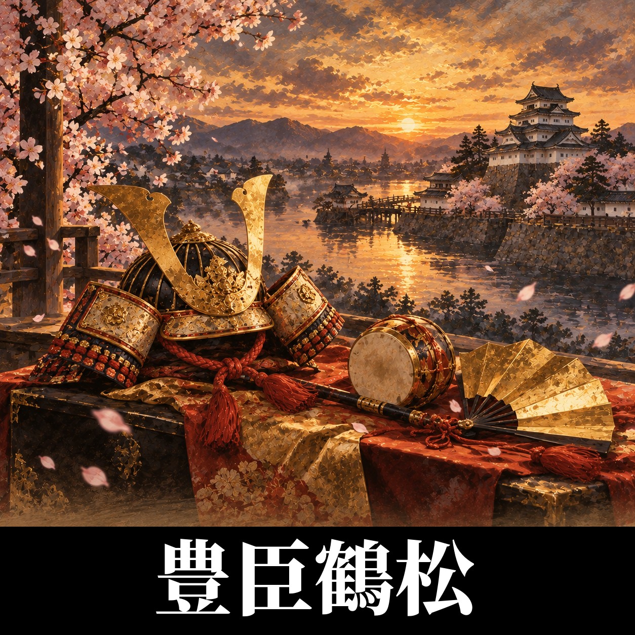 豊臣鶴松ゆかりの品と淀城のイラスト（イメージ）