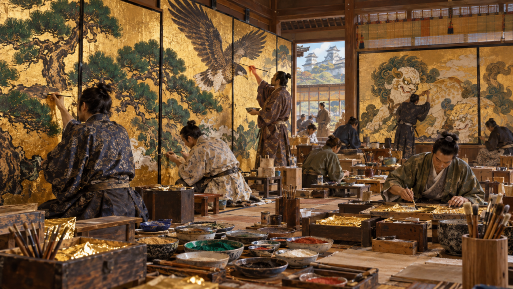 安土桃山の絵師の工房・金碧障壁画の制作