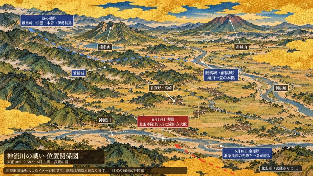 神流川の戦いの位置関係図