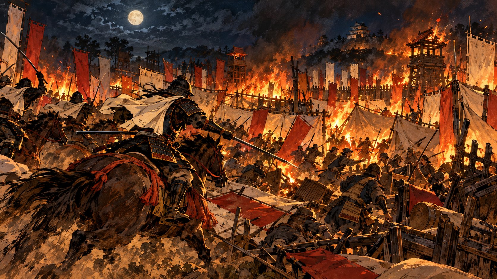 河越夜戦の夜襲のイラスト