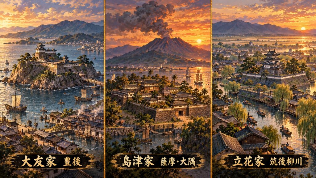 大友家・島津家・立花家の城と領地