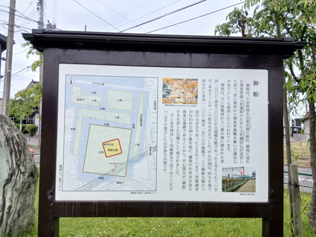 御館跡の案内板と平面図