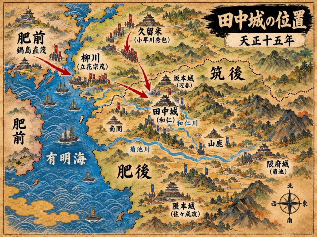 田中城の位置を示す地図