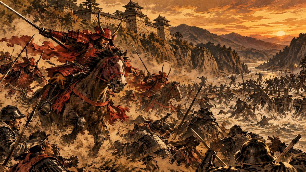 上田城の城下で徳川軍を迎え撃つ真田勢のイメージ